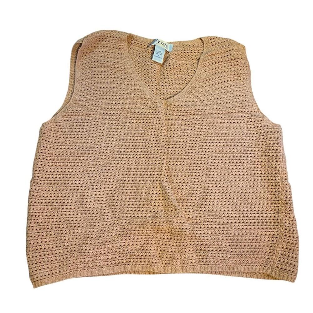 Izod Women's Pink Crochet Vest